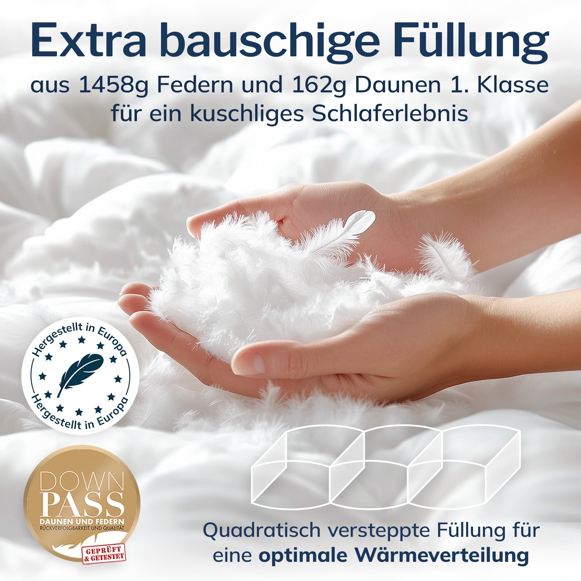 Daunen Bettdecke mit Federn