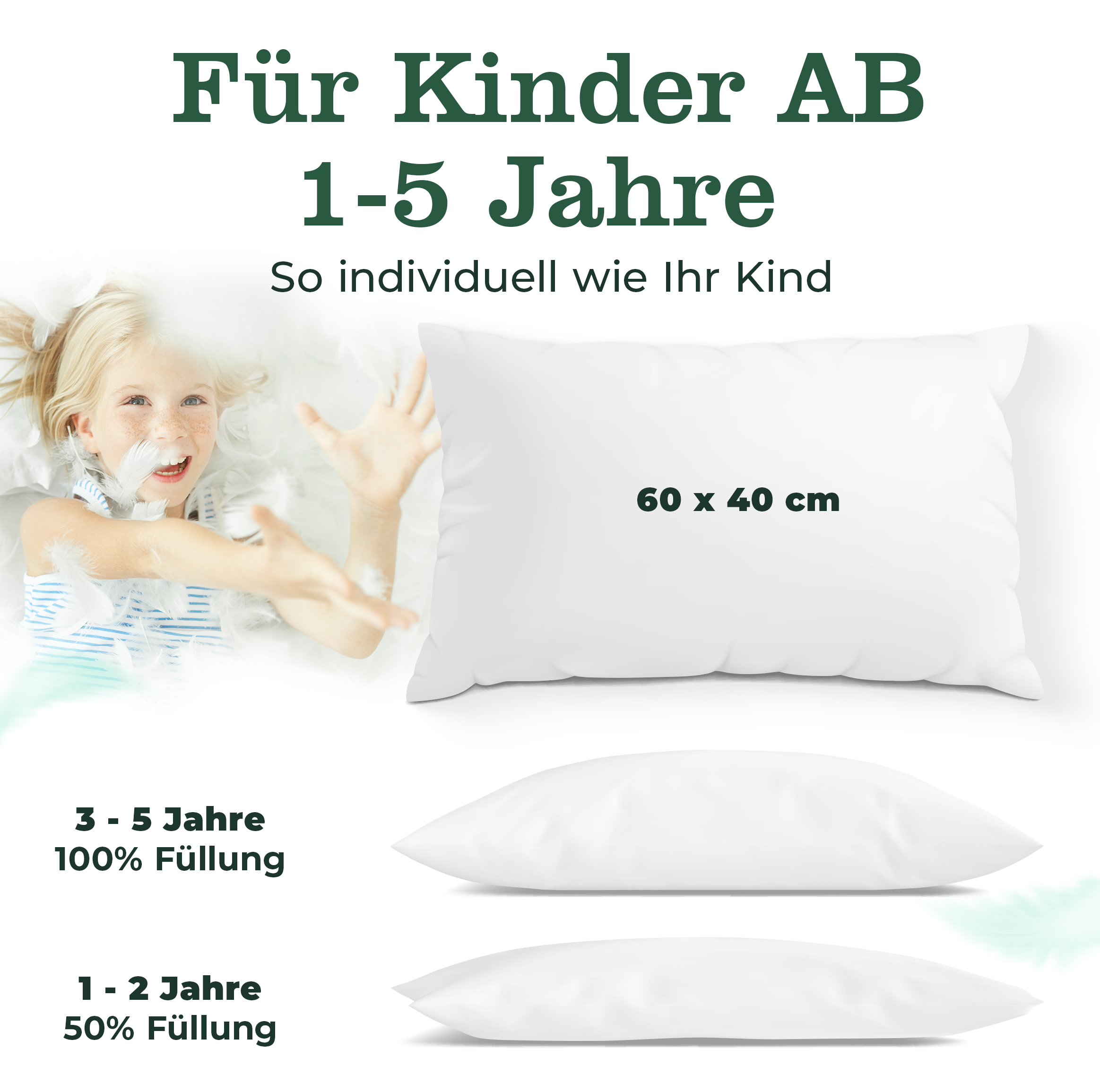 Kinder Kopfkissen ab 2 Jahren | Aus Baumwolle